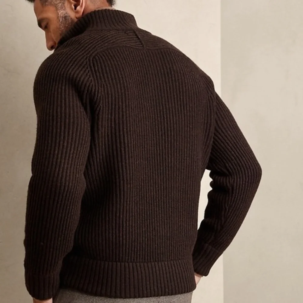 Banana Republic Italian Wool Blend Nino Mock-Neck Sweater Brown